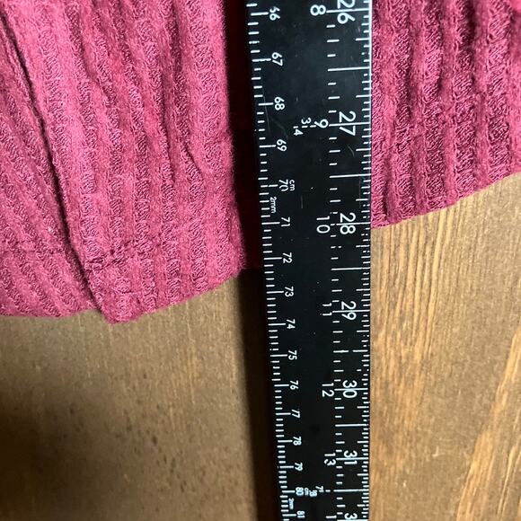 Knox Rose Womens Blouse Burgundy Waist Tie Peplum Long Sleeve Stretch Large - Picture 9 of 12